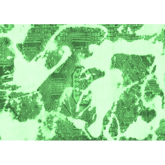Ahgly Company Indoor Rectangle Abstract Emerald Green Modern Area Rugs, 7' x 9'