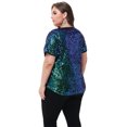 thumbnail image 5 of Women's Sequin Tops Plus Size Round Neck Sparkle Glitter Short Sleeve Party Tunic Blouse, 5 of 6