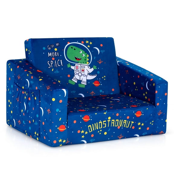 Gymax Kids 2 in 1 Convertible Sofa Children Flip-out Chair Lounger Couch Sleeper