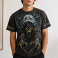 thumbnail image 3 of Lotusprint LLC 2D Print Moon Wolf Unisex T-shirt 3D, Dark Forest Personalized Animal Tee, 3 of 4