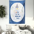 thumbnail image 3 of I Love You to the Moon and Back Tapestry, Rocket Space Travel Cloud Stars Crater Moon, Wall Hanging for Bedroom Living Room Dorm Decor, 40W X 60L Inches, Dark Sky Blue Multicolor, by Ambesonne, 3 of 5