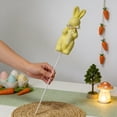 thumbnail image 5 of Easter Flocked Bunnies Figurine Easter Decorations, Flocked Easter Bunny Decor, Spring Tables Decoration Centerpieces Indoor Easter Decorating Bunnies for Home Office Party Supplies（Green）, 5 of 7