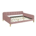 thumbnail image 6 of Pink Tufted Headboard Sofa Bed, Full Size Upholstered Daybed with Handrail and 4 Support Legs, Modern Velvet Platform Bed for Livingroom Bedroom, 6 of 8
