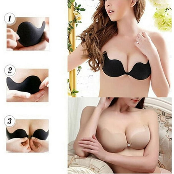 Self Adhesive Push Up Bra Backless Invisible Silicone Bras Gel Stick  Strapless Blackless Bralette Underwear for Women (2 Styles )