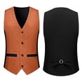 thumbnail image 4 of hoksml Men's Glitter V-Neck Suit Vest, 4 Button Slim Fit Formal Waistcoat with Adjustable Back Strap and Pockets, Wedding Party Dress Vest, 4 of 9