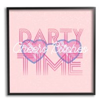 Stupell Industries Cheers Party Time Pink Phrase Graphic Art Black Framed Art Print Wall Art, Design by Lil' Rue