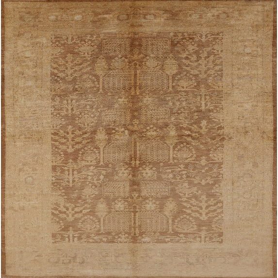 Ahgly Company Machine Washable Indoor Square Industrial Modern Peru Brown Area Rugs, 4' Square