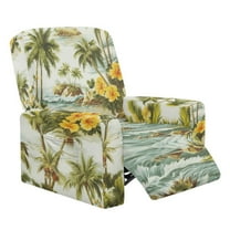 Kuiaobaty Hawaii Palm Tree Recliner Couch Cover Hibiscus Easy Installation Reclining Sofa Slipcover Breathable Recliner Chair Cover Washable Reclining Slipcover with Side Pocket for Pets