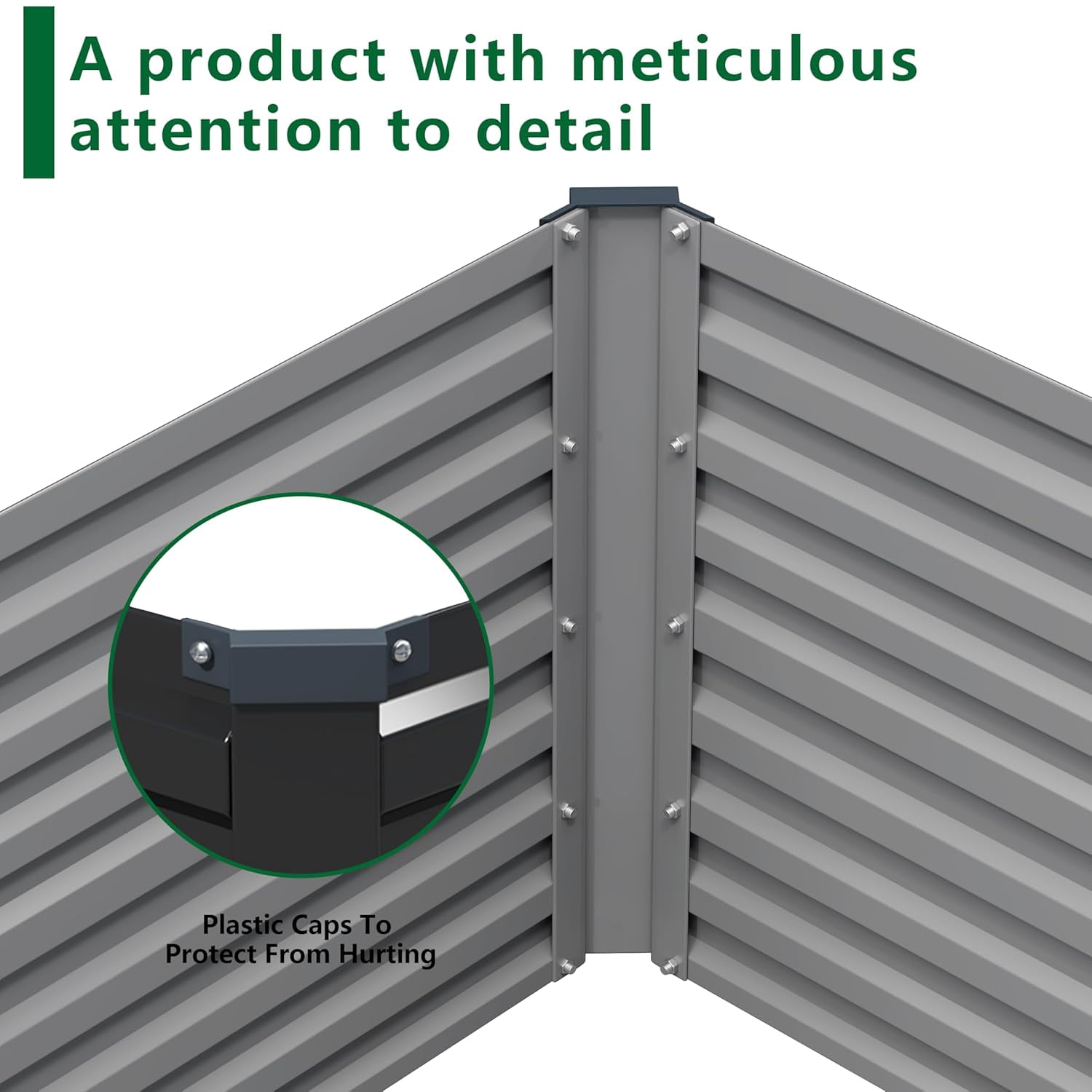 Galvanized Raised Garden Bed Kit 8 ft x 2 ft x 2 ft Black
