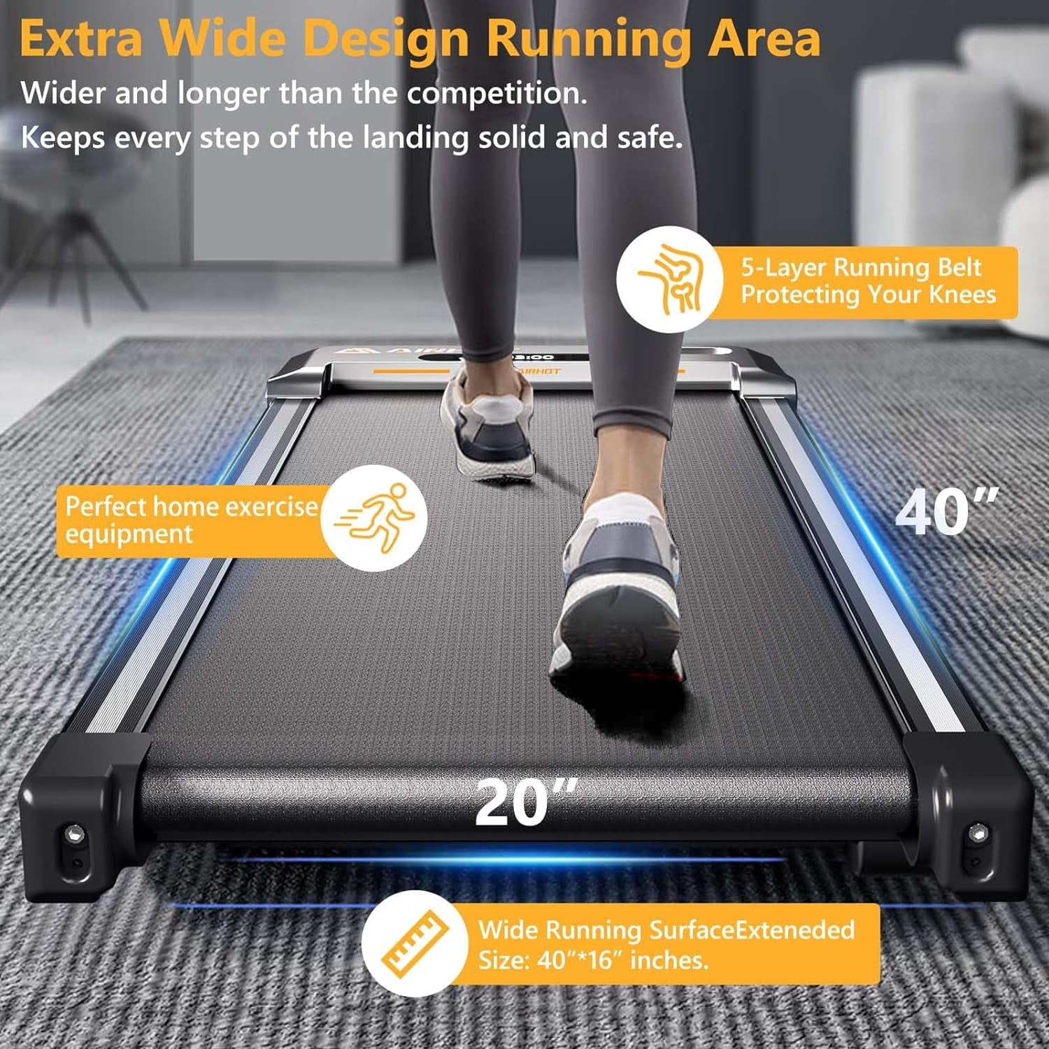 AMZFUN Under Desk Treadmill, Walking Pad 2 in 1 for Walking and Jogging (Black)