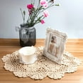 thumbnail image 4 of Dasuuxi Handmade Crochet Round Placemats - Cotton Lace Table Doilies, Washable Placemats for Dining End Tables, Plates & Furniture Decor, Oval & Ruffle Crochet Doilies Tapetes Para Mesa,Beige, 4 of 6