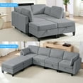 thumbnail image 3 of ZAFLY Sectional Sofa with Flexible Ottoman, U/L-Shaped Sofas and Couches, Upholstered Linen Fabric Couch for Living Room - Light Gray, 3 of 8