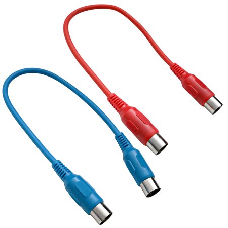 Seismic Audio - (2 Pack) Blue and Red MIDI Cables 1 Foot - Keyboard Data Patch - SAMIDIRED1BLUE1