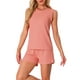 thumbnail image 4 of CONJUNTOS DE PIJAMA SIN MANGAS DE PUNTO WAFFLE PARA MUJER INSPIRE CHIC CON CAMISETA Y PANTALONES CORTOS 2XL ROSA, 4 of 6