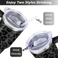 thumbnail image 5 of Grey Leopard Print 40 Oz Tumbler with Handle Lid and Straw, Stainless Steel Double Walled Vacuum Insulated Cup, Cute Anniversary Wedding Birthday Gifts Tumbler for Women Men Friends Outdoor Indoor, 5 of 7