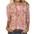 thumbnail image 2 of Fiudx Ofertas Flash Artículos En Oferta Camiseta Estampada a La Moda para Mujer, Blusa de Mangas 3/4, Tops Informales con Cuello Redondo, 2 of 4