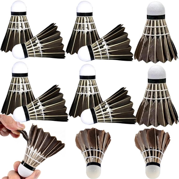 12 Pcs Black Badminton Shuttlecocks,Bexikou Durability Stability Badminton Balls,Duck Feather Badminton Shuttlecocks for Indoor Outdoor Sports Fitness Game