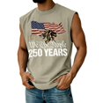 thumbnail image 2 of Hogleaql American Usa Flag Tank Top for Men 4th Of July Muscle American Flag Graphic Sleeveless Shirts Crewneck Patriotic Gym Fashion Shirts for Men Khaki L, 2 of 4