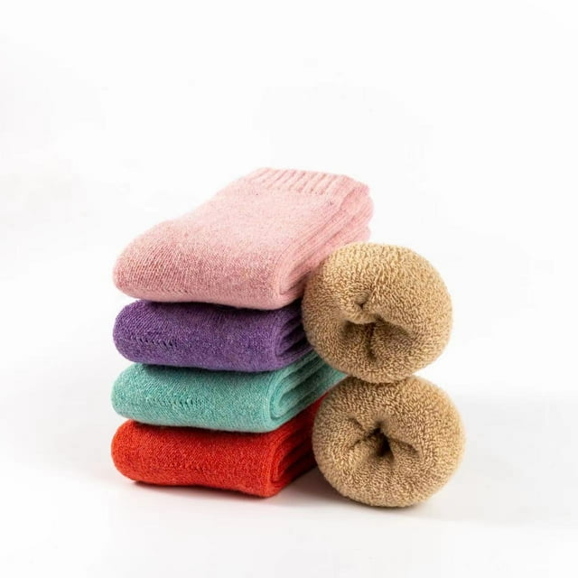 Calcetines de lana para niños, de invierno, gruesos, de felpa, fríos, cálidos, autocalentables, para pies, calcetines de rizo, calcetines de algodón