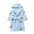 thumbnail image 1 of TIEVOSA Boys Girls Cartoon Bathrobes Flannel Night-Robe Sleepwear 3-4 Years（Blue）, 1 of 4