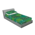 thumbnail image 2 of Ambesonne Floral Fitted Sheet & Pillow Sham Set, Curly Ornaments in Squares, Twinxl, Emerald Jade Green, 2 of 2