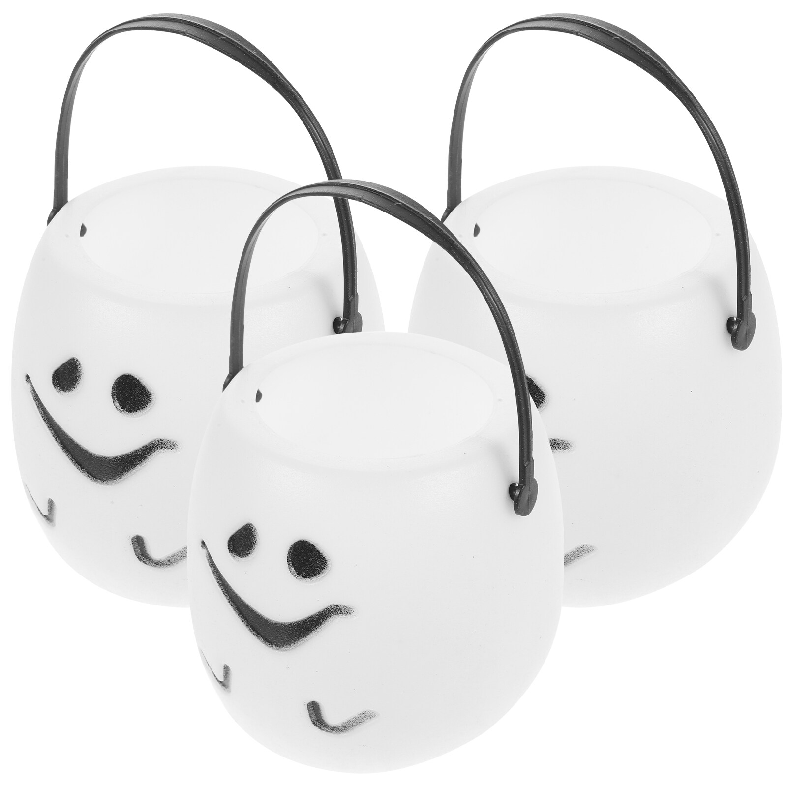 3pcs Pumpkin Buckets Halloween Candy Holders Handheld Plastic Candy