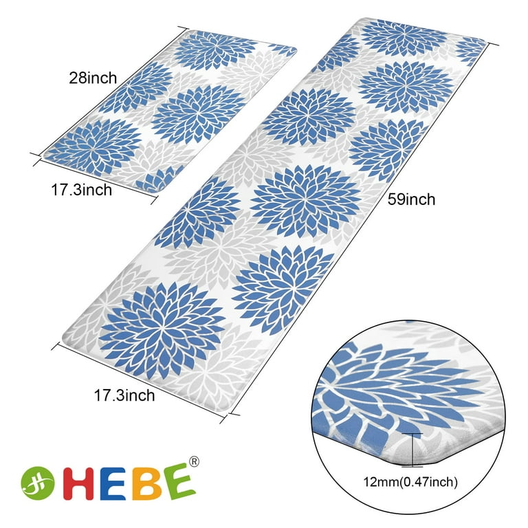 HEBE Anti Fatigue Kitchen Rug Sets 2 Pieces Non Slip Cushioned Kitchen Mats  for