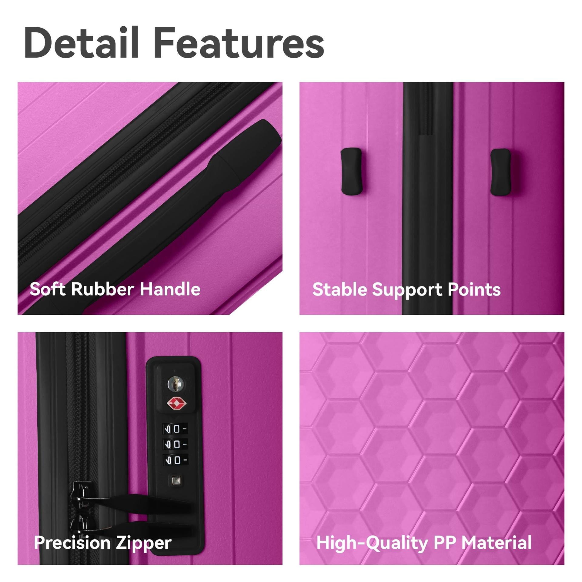 Unisex Luggage Set of 3 with 20" 24" 28", Honeycomb-Patterned Suitcase with 3-Step Push Botton Handle & TSA-Lock