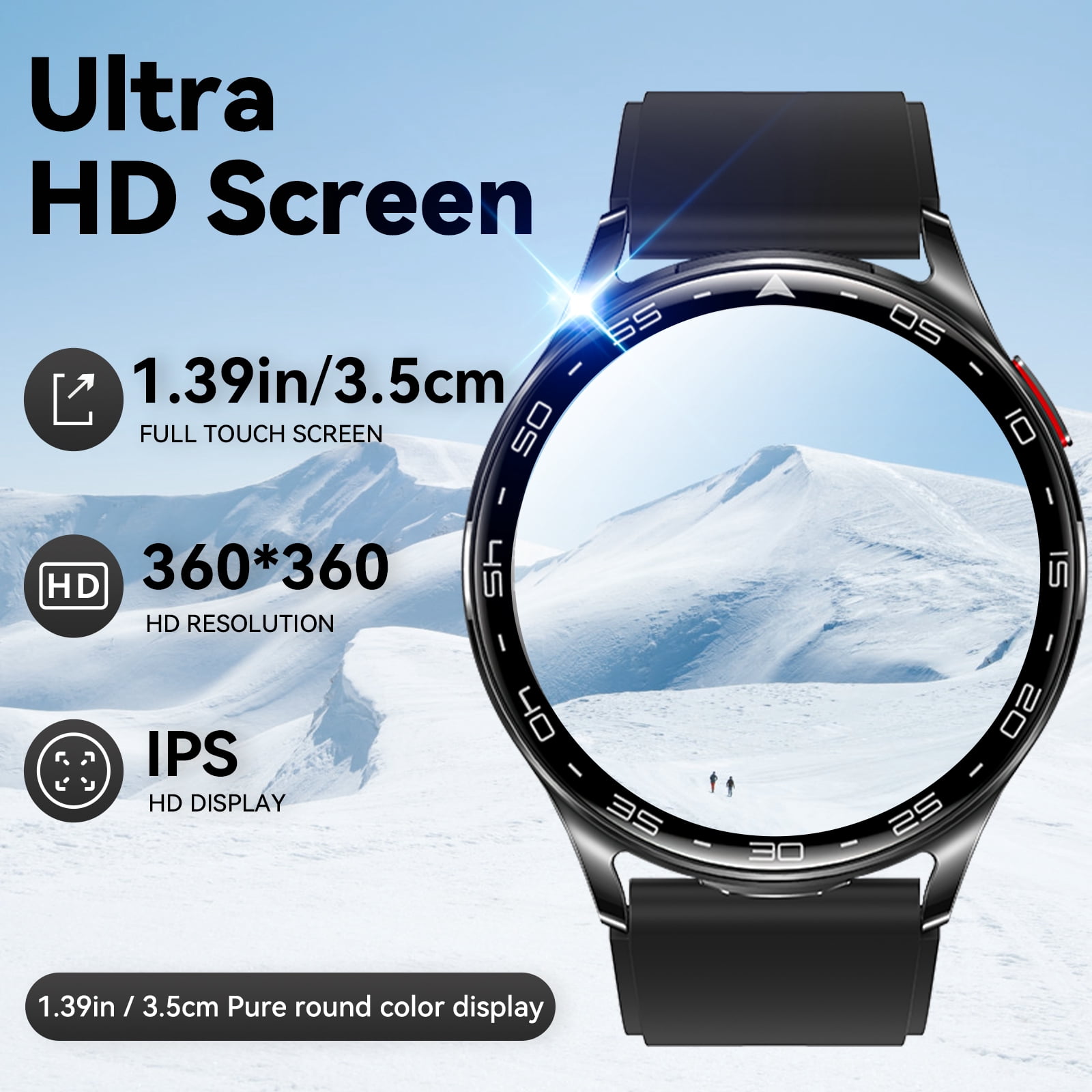 JELLOO T97 Smart Watch for Men Women with Earbuds Bluetooth Call 1.39" HD Screen Outdoor Sports Smartwatch with 100+ Sport Modes IP67 Waterproof Compatible with iOS Android, 1pc