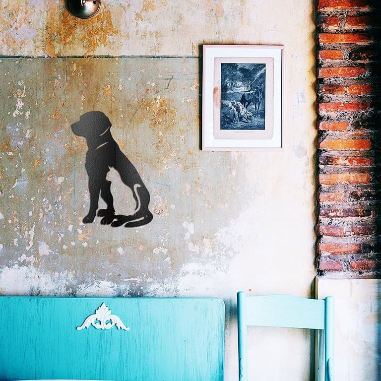 Dog Cat Wall Art Decoration Black Metal Wall Art Decor Sign for