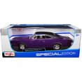 thumbnail image 3 of 1969 Dodge Charger R/T Purple with Matt Black Top and Black Tail Stripe "Special Edition" 1/18 Diecast Model Car by Maisto, 3 of 3