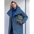 thumbnail image 5 of Women'S Long Quilted Cotton Coats Jackets Long Sleeve Stand Collar Padded Coats Jacket Outerwear with Pockets Blue S, 5 of 9