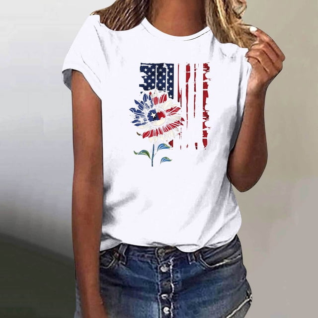 Mareep Blouse Femme P-3TG Longueur Épaule T-shirt à Manches Courtes Col Rond Imprimé Lettre