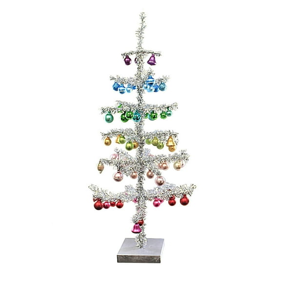 Cody Foster Decorated Tinsel Tree - 1 Tree 32 Inch, Plastic - Multicolored Bottle Brush Cd1633 Silver