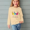 thumbnail image 5 of Fesfesfes Girls Long Sleeve Pullover Shirts Casual Fashion Crewneck Love Print Tops Loose Fits Plain Tunic Blouses for 3-14Years(Beige,5 Years), 5 of 5