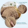 thumbnail image 4 of 100% Cotton All Season 1pc Box Stitched Comforter, Duvet Insert Cover, Pattern Solid Taupe Color Oversized King (120"x98") Size Machine Washable Lightweight, 4 of 6