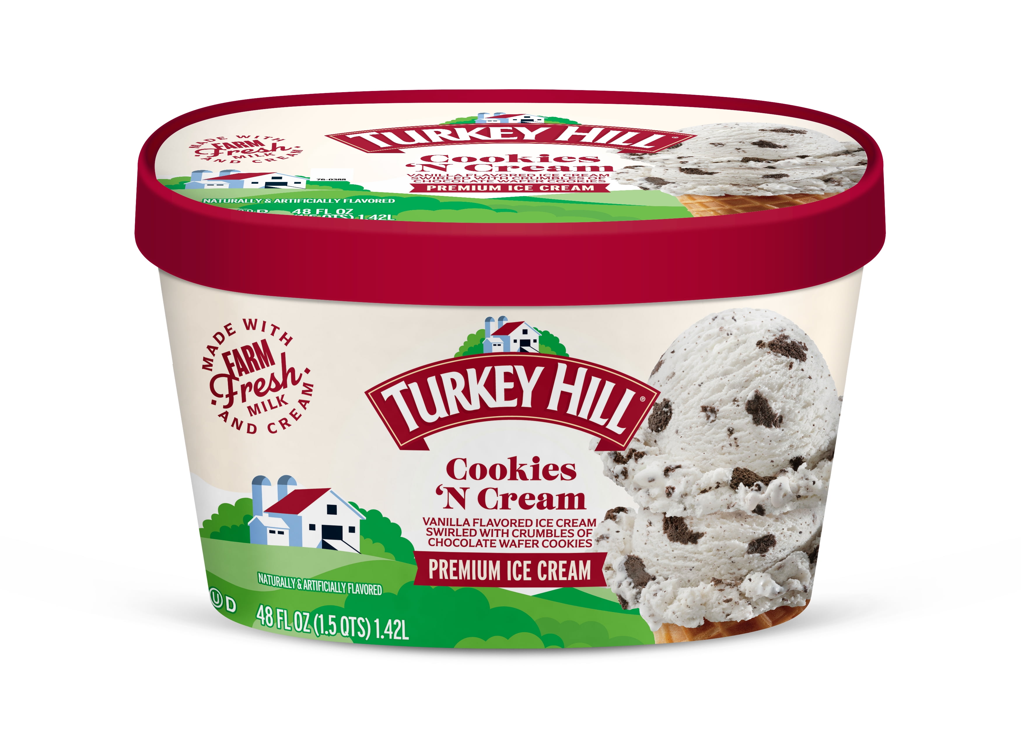 Turkey Hill Cookies 'n Cream Premium Ice Cream, 48 fl oz