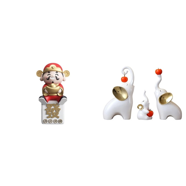 Figura de escritorio,Figura de Dios de la Fortuna de Dibujos Animados,Regalo Feng Shui,Esculturas de elefantes,Estatuas de elefantes para decoración del hogar,artesanías de cerámica,Figuras