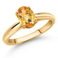 thumbnail image 2 of Gem Stone King 10K Yellow Gold Yellow Citrine Solitaire Engagement Ring for Women (1.25 Cttw, Oval Checkerboard 8X6MM, Gemstone November Birthstone, Available in Size 5, 6, 7, 8, 9), 2 of 4