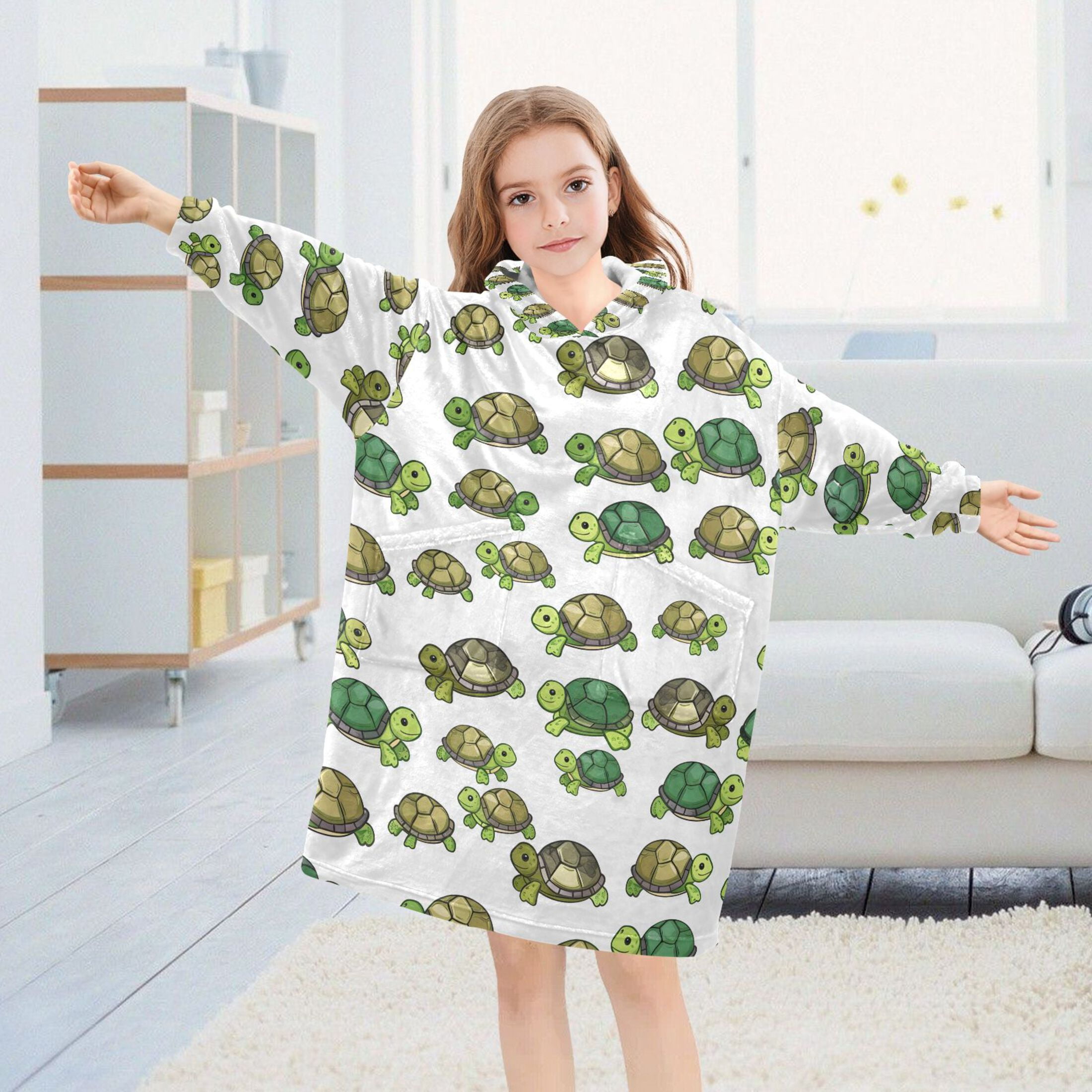 joogoo Blanket Hoodie for Cartoon Turtles Oversize Sweatshirt 3-14 YR L