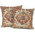 thumbnail image 1 of 2Pcs Ethnic Pattern Boho Pillow Cover 18x18 Inch Southwest Farmhouse Pillow Cover Home Decor Cotton Linen Throw Pillow Case Cushion Cover for Sofa Couch, 1 of 6