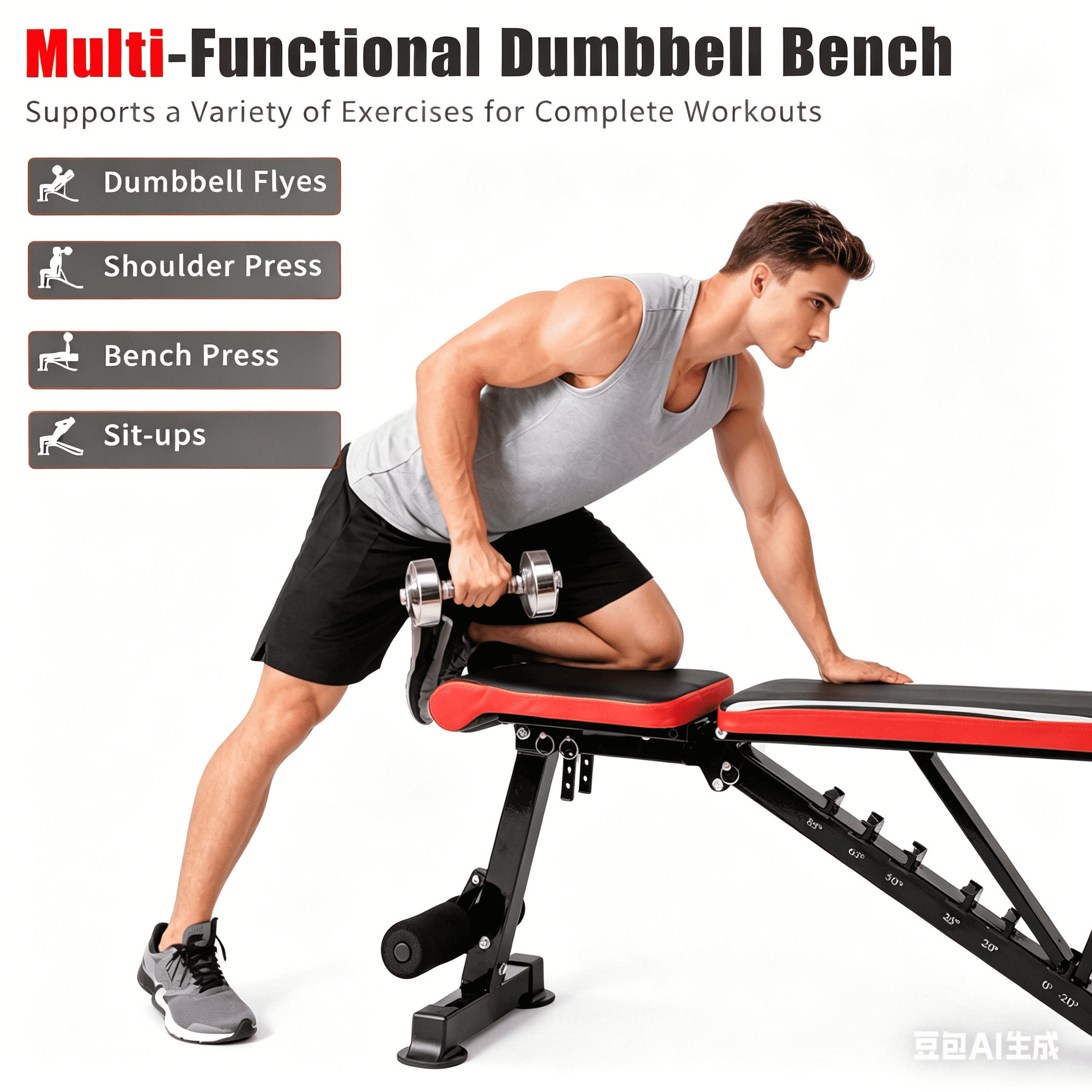Foldable 900LBS Weight Bench for Home Gym， Workout Bench Press for Full Body Strength Training, Adjustable Backrests Incline/Flat/Decline Sit up Bench