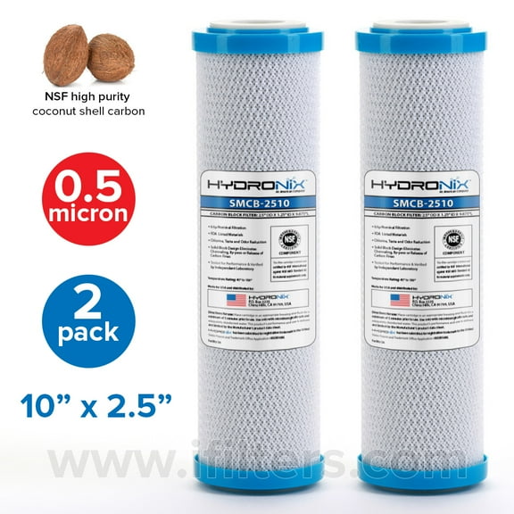 2 PK, Hydronix Carbon Block Drinking Water Replacement Cartridge Reduce Sediment, Lead, Asbestos, Chlorine, Cysts & More