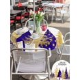 thumbnail image 4 of Outdoor Tablecloth with Umbrella Hole and Zipper, Christmas Tree Round Table Cloth 60 Inch Waterproof Tablecloth, Winter Snowflake Blue Xmas Tree Abstract Picnic Table Cover for Patio Camping, 4 of 7