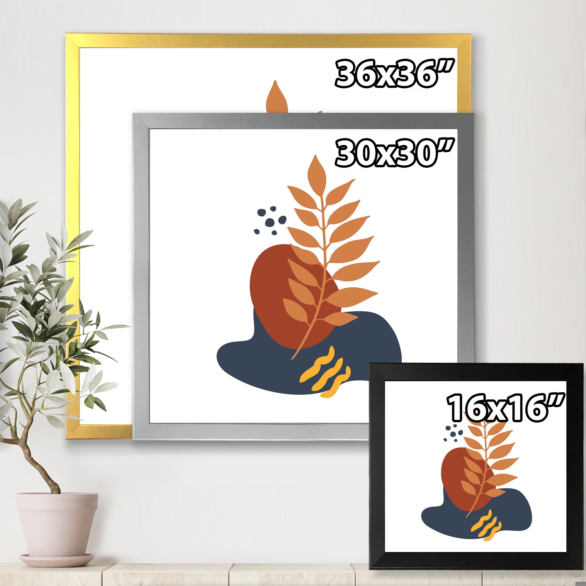 Designart 'Abstract Minimal Shapes Under Flowers VIII' Modern Framed Art Print