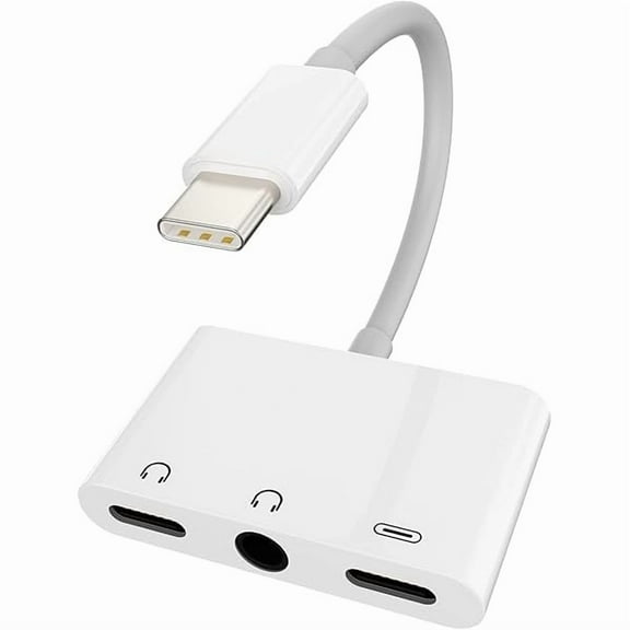 USB-C to 3.5mm Headphone Dongle 3 in 1 DAC Type C AUX Charging Jack Splitter Audio Cord Charger Adapter Compatible for Samsung Galaxy LG Pixel Apple iPhone 15 Pro Max Plus iPad 10、Air4/5、Mini6