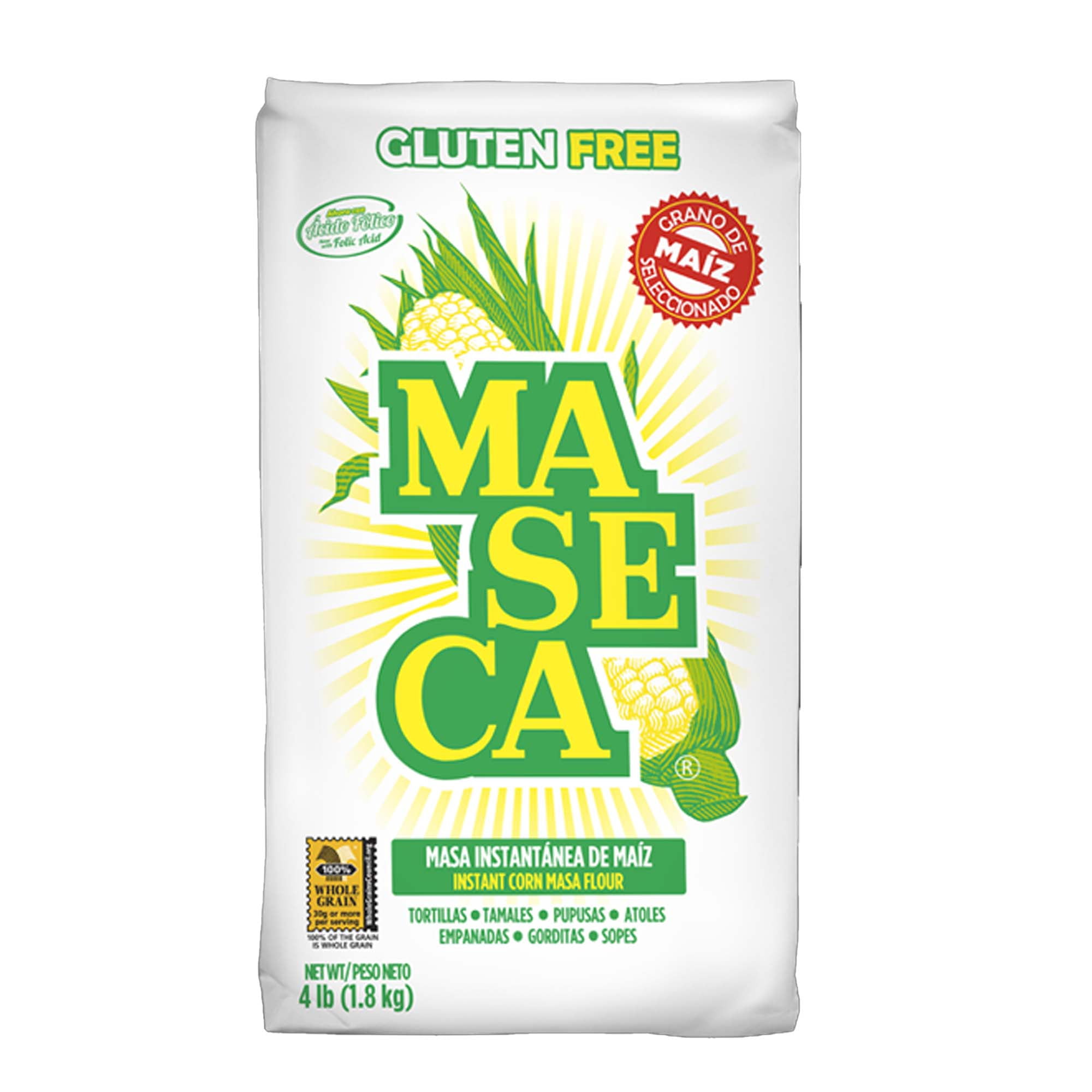 Maseca Traditional White Corn Flour, Dairy, Soy and Wheat, 4 lbs