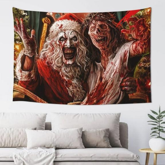 Terrifier 3 Tapestry Wall Hanging Home Decoration Wall Blanket Dormitory Living Room Bedroom Backdrop Poster( 60x40inch)