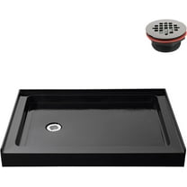Streamline GB-2509-40-BL 48 in. x 36 in. Alcove Acrylic Shower Base in Glossy Black With Left Drain, Drain Included