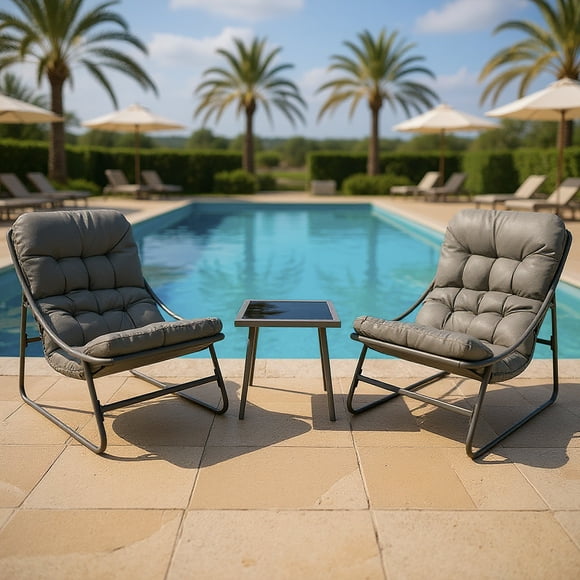 Blue Room Juego de Jardín 2 Sillones y 1 Mesa de Centro, Ideal para Patio, balcón,terraza Junto a la pisicna. Sala Hamilton con Asientos Acojinados